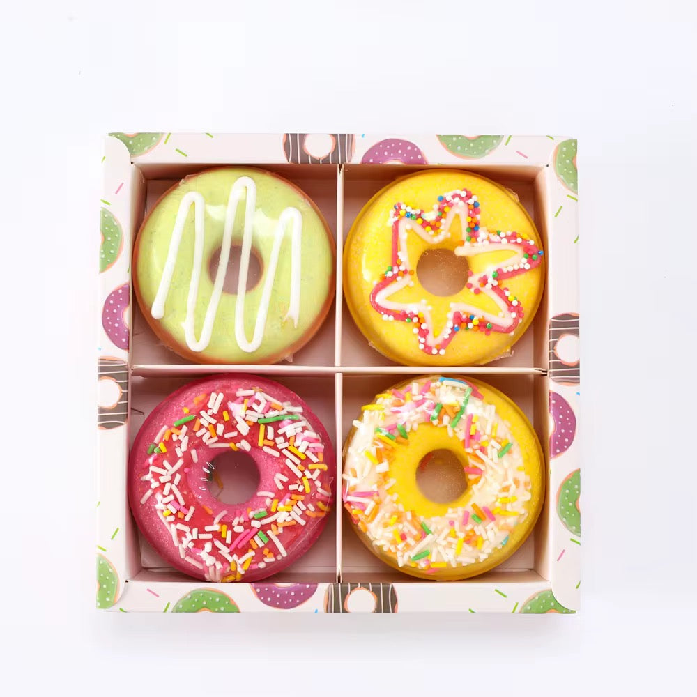 🍩 Donut Bath Bomb Gift Set – 4 Pack
