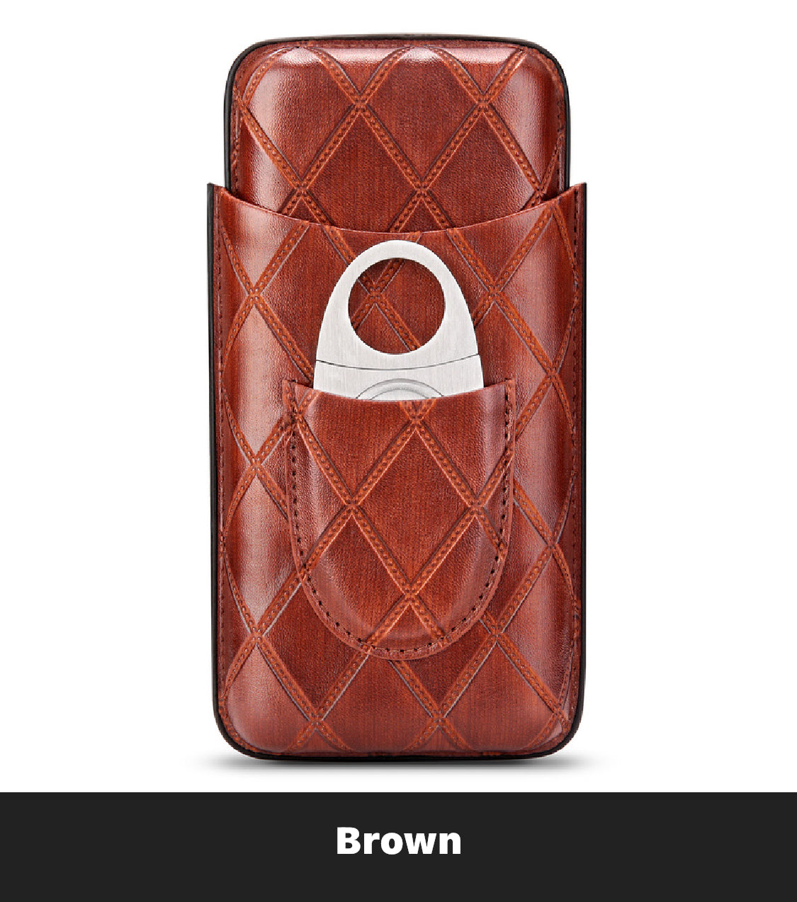 Premium 3-Pocket Leather Cigar Holder – Includes Cutter