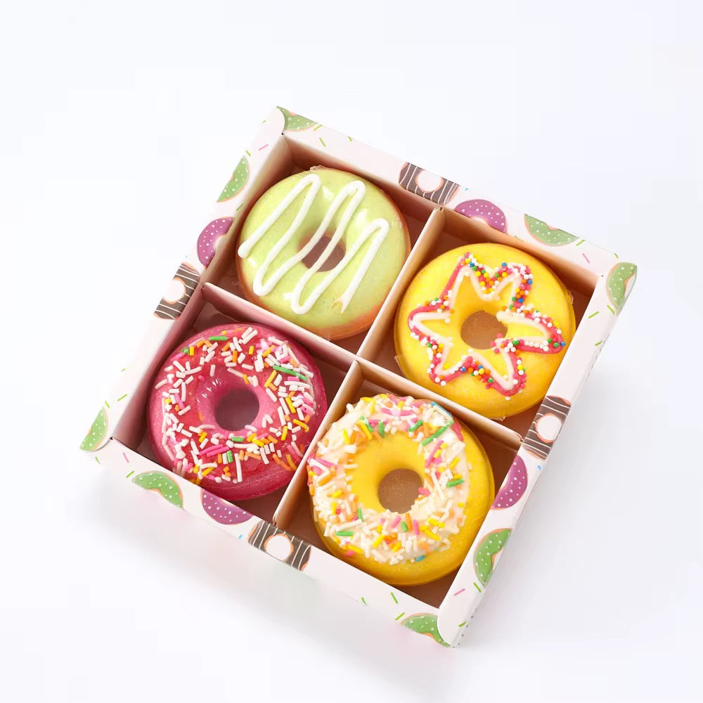🍩 Donut Bath Bomb Gift Set – 4 Pack