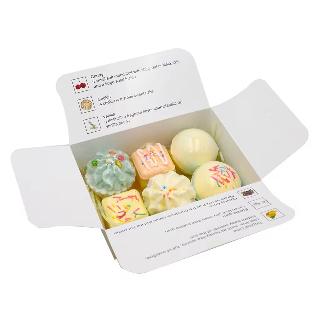🍪 Vanilla Cookie Bath Bomb Gift Set – 6-Piece Dessert Spa Collection