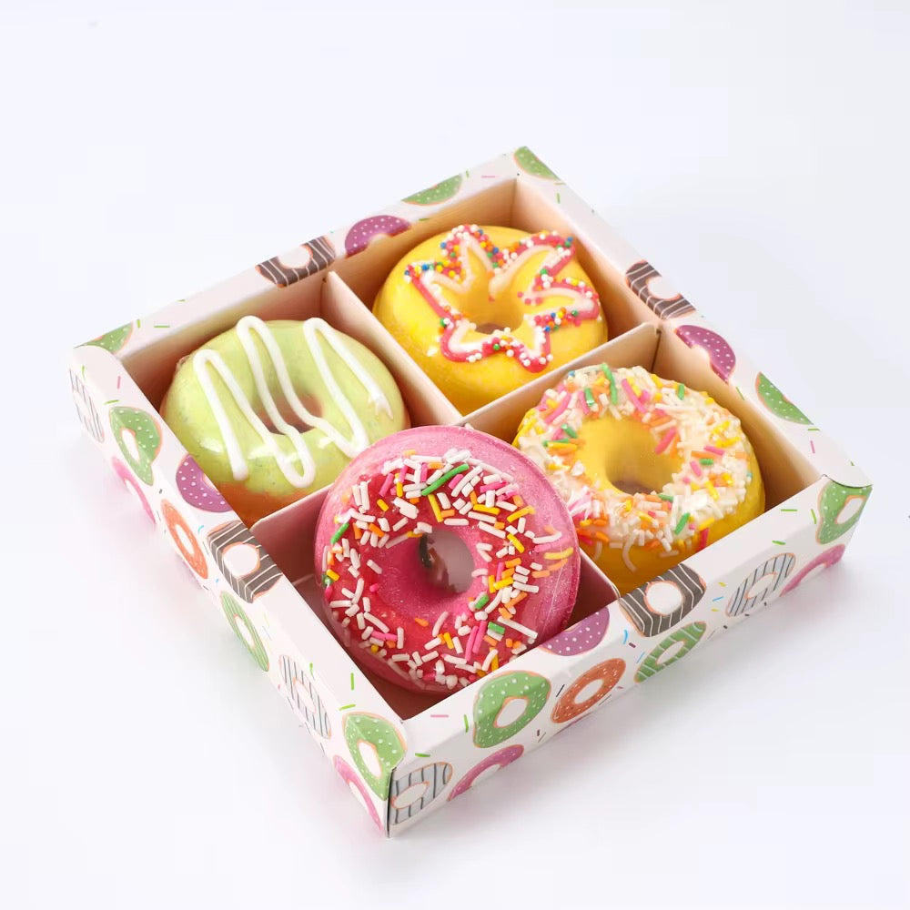 🍩 Donut Bath Bomb Gift Set – 4 Pack