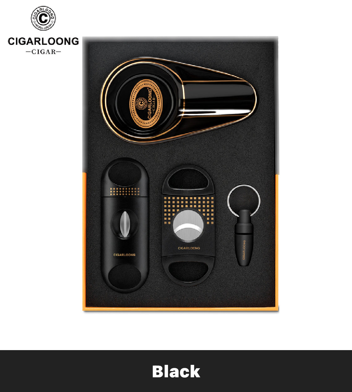 Cigar Set — Ashtray + 3 Premium Cutters in Gift Box