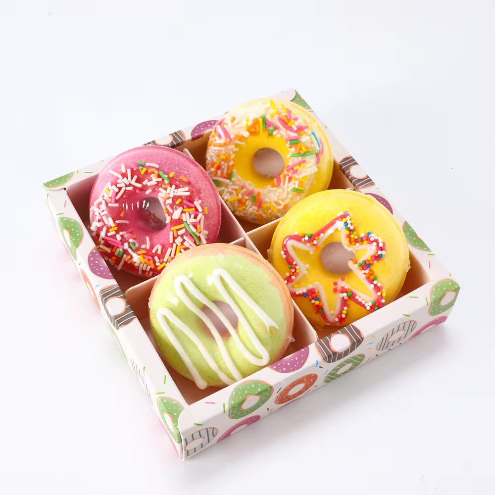 🍩 Donut Bath Bomb Gift Set – 4 Pack