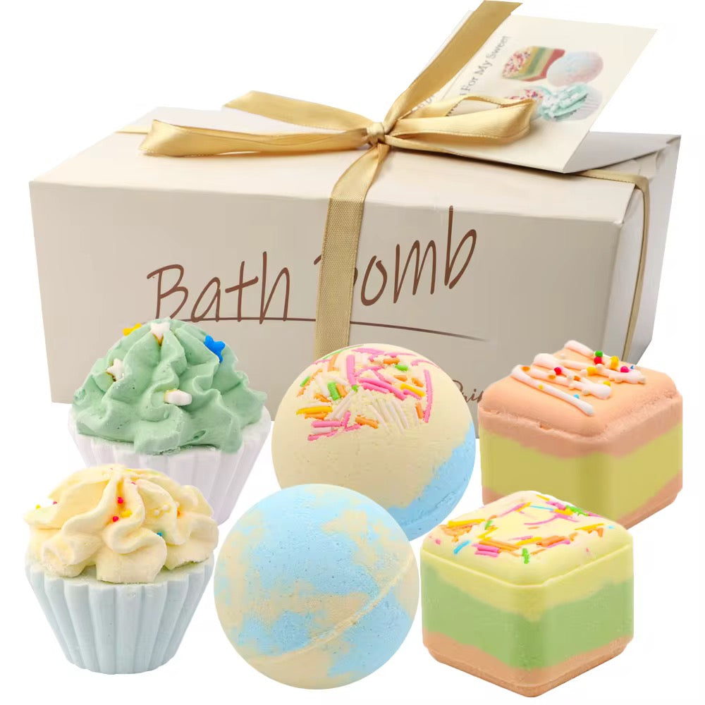 🍪 Vanilla Cookie Bath Bomb Gift Set – 6-Piece Dessert Spa Collection