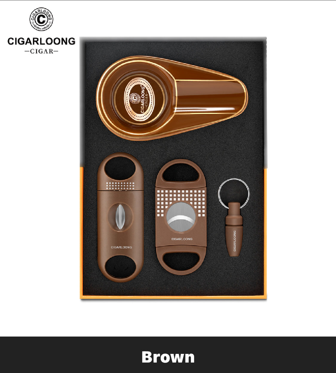 Cigar Set — Ashtray + 3 Premium Cutters in Gift Box